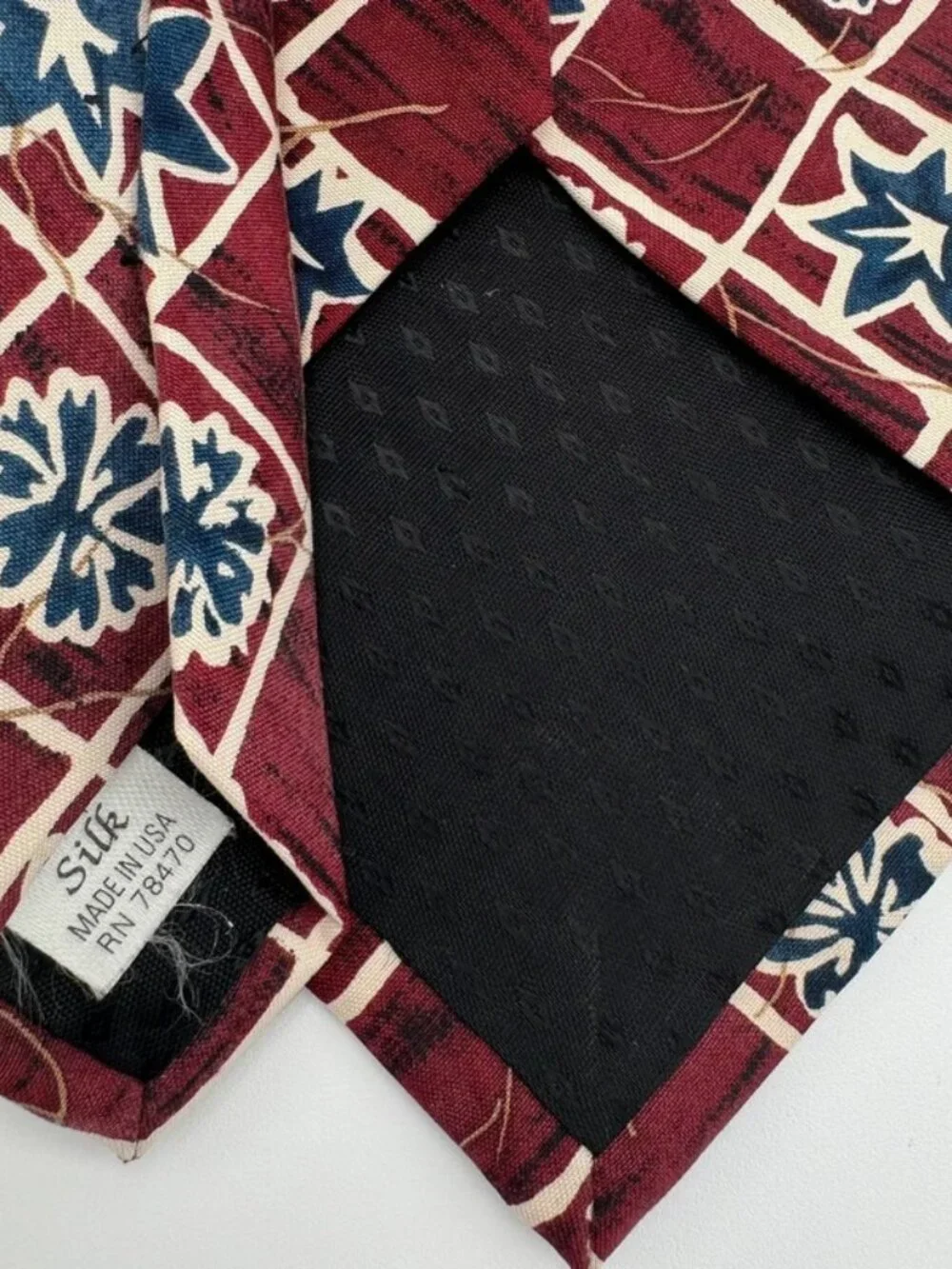 Vintage Gordon & Ferguson 100% Silk Tie USA Floral Grid Print 4” Wide